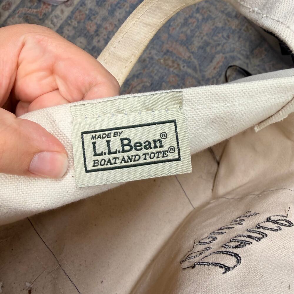 VTG 90's L.L. Bean Boat & Tote Canvas Bags SET OF 2 Dance Court Black Handles - Picture 12 of 15